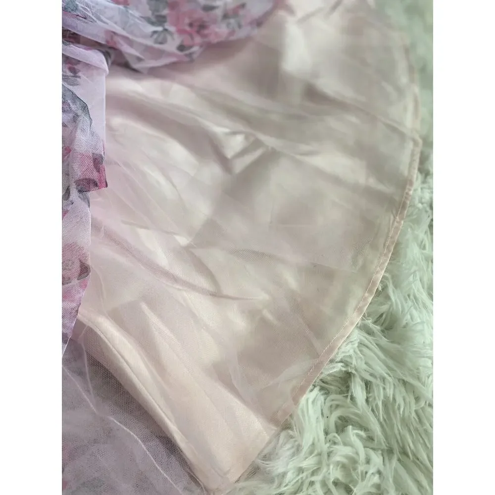 New Zenzi Girls' Pink Sleeveless Pink Floral Dress w/ Lace Detail Size XXL 18